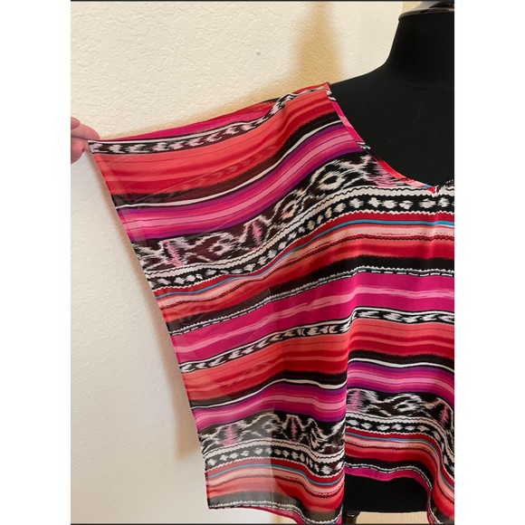 Forever 21 Serape Southwest Print Sheer Top - Sz S - Picture 2 of 10